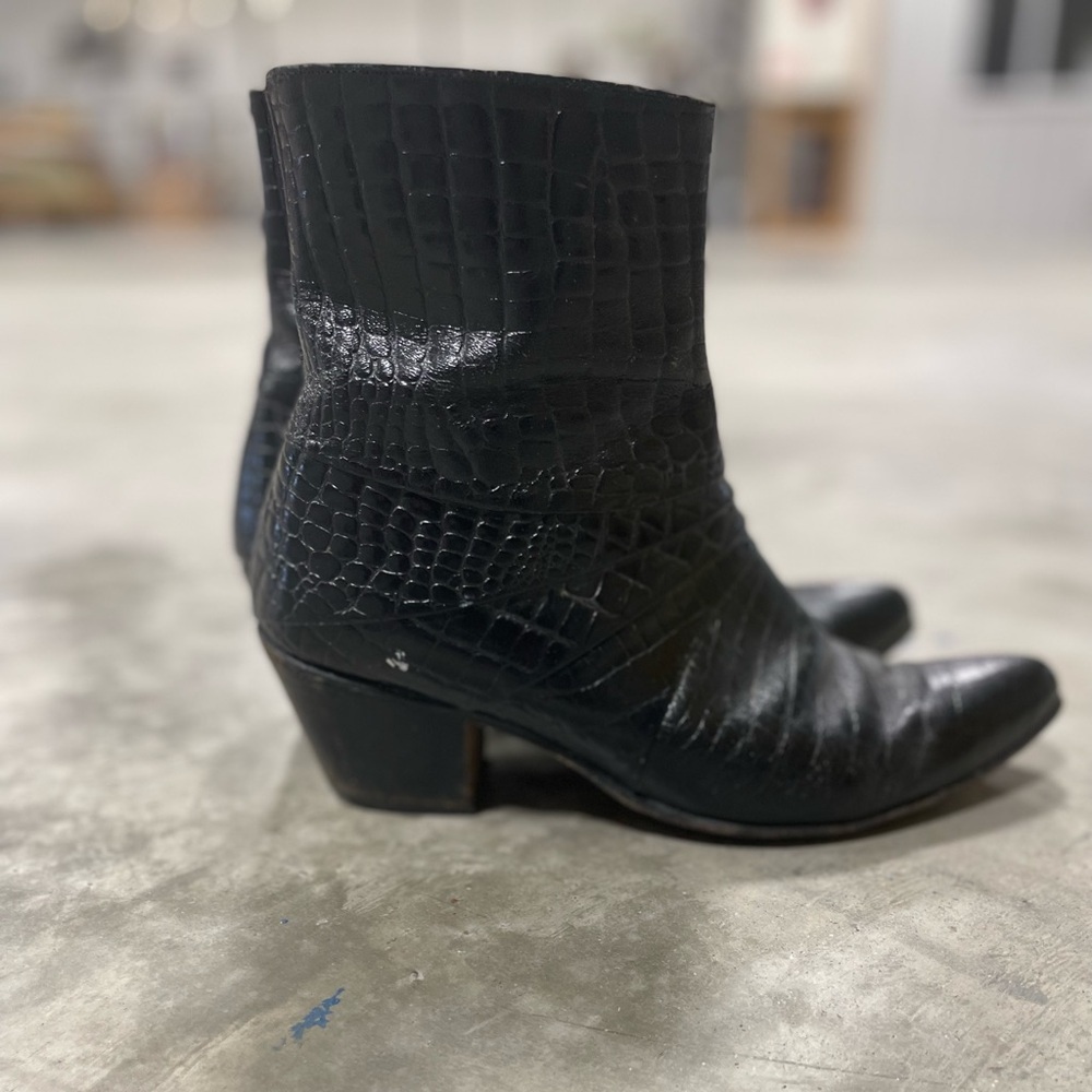 Raphael de la Forre Vintage Black Leather Western Dress Boots Size 8M Spain